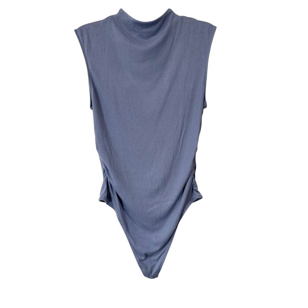 Sleeveless Blue Draped Bodysuit - Women Tops